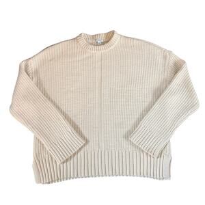 Pistola Leigh Pullover Sweater Ivory Crewneck Chunky Knit Size S Cotton